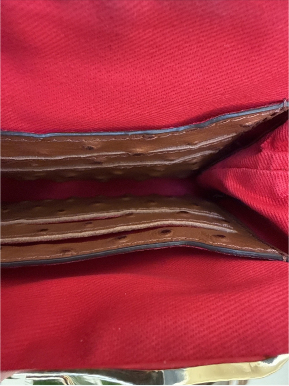 Dooney & Bourke Ostrich Kisslock Framed Bag Card Holder Caramel Color NWOT - Picture 8 of 9